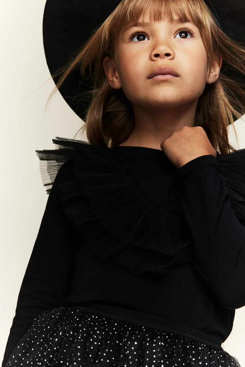 H&M Flounce-Trimmed Cotton Top