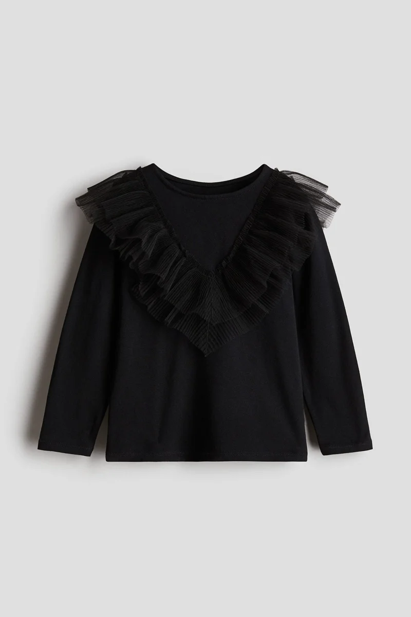H&M Flounce-Trimmed Cotton Top