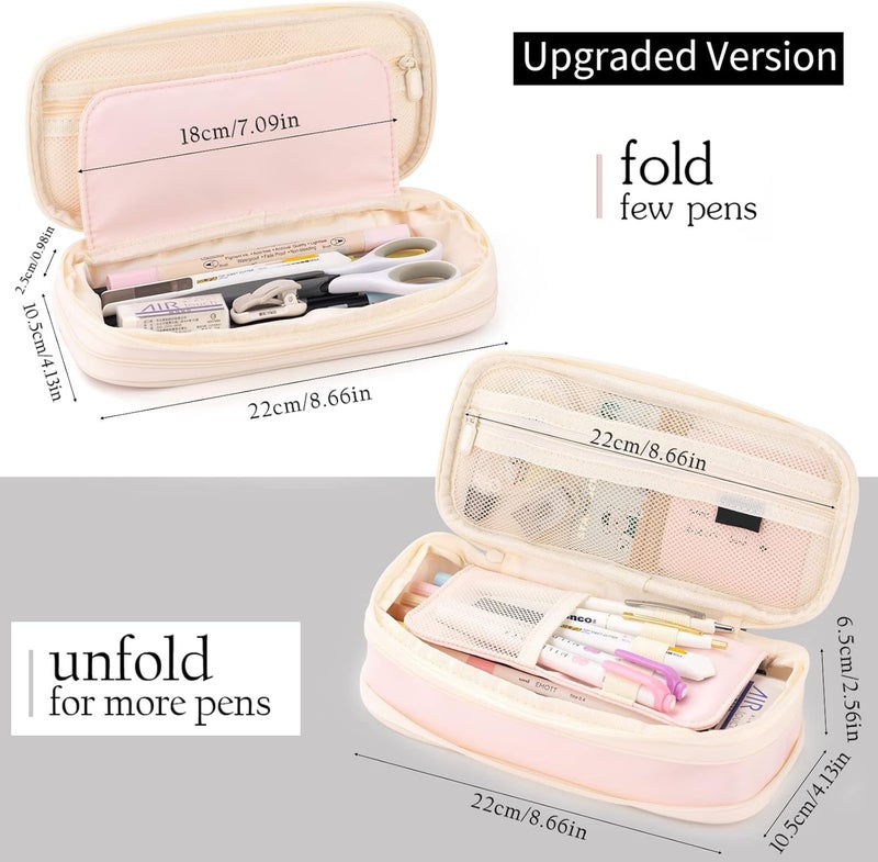 KASTWAVE Large Capacity Pencil Case, Cosmetic Bag, Large Capacity, Storage Bag With Zipper, Suitable For School Office - Image 3