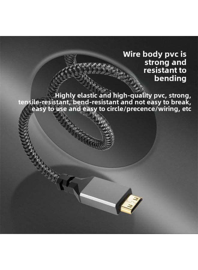 Minihdmi To Hdmi Hd Line 2.0 Version 4K Line Gray Aluminum Mesh Mini HDMI Male Conversion Line-Colour:Black-Line Length:2m - Image 2