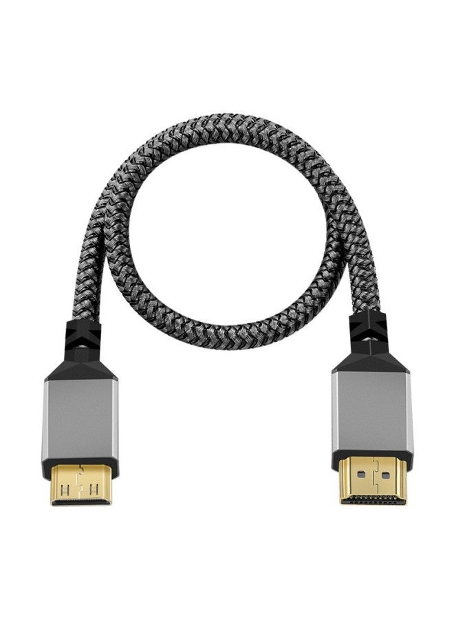 Minihdmi To Hdmi Hd Line 2.0 Version 4K Line Gray Aluminum Mesh Mini HDMI Male Conversion Line-Colour:Black-Line Length:2m - Image 5
