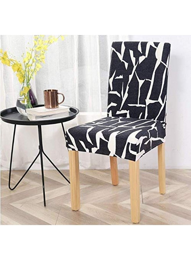 Lukzer غطاء كرسي طعام قابل للتمدد بتصميم أسود وأبيض من لوكزر 6 قطع | غطاء قابل للإزالة والغسل يناسب جميع الكراسي | 140 جرام من بوليستر سباندكس | غطاء واقي مرن للكراسي في المنزل والفنادق (CC-026-06) - Image 2