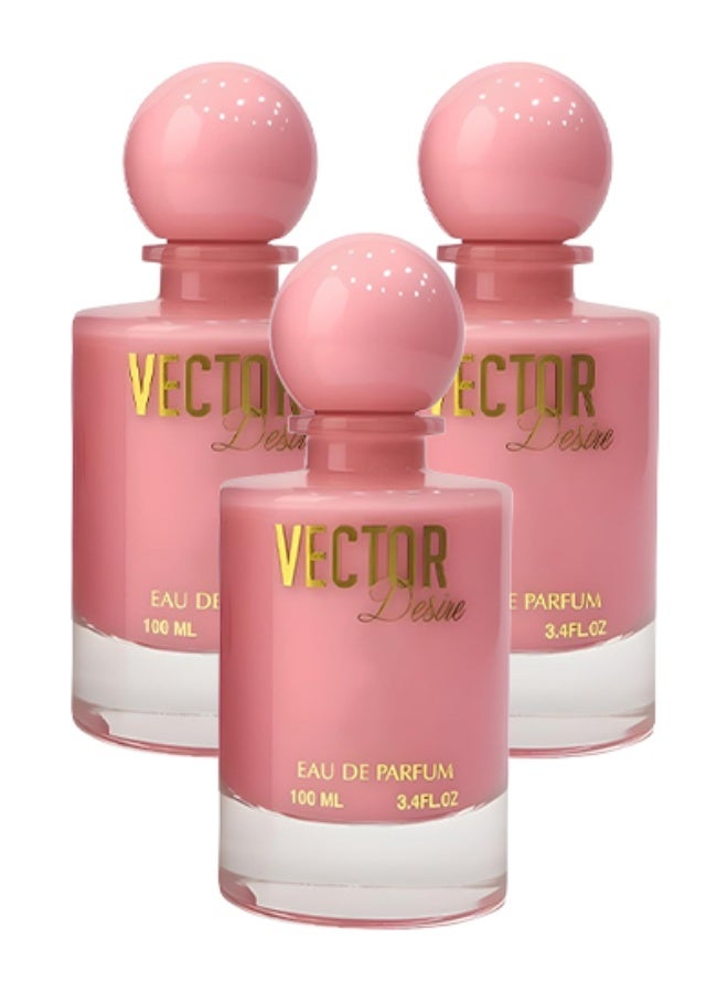 Vector 3 Pieces Vector Desire Perfume Pink 100ml EDP - Image 1