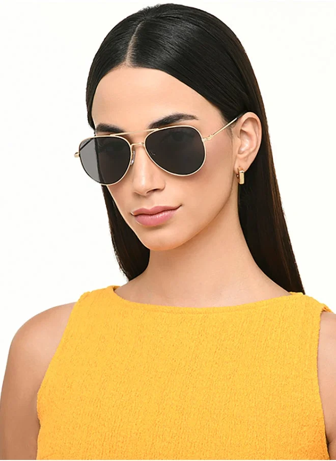 John Jacobs John Jacobs | Gold - Grey | Full Rim Aviator Stylish & Premium Sunglasses | Polarized and 100% UV Protected | Men & Women | Medium | JJ S70012