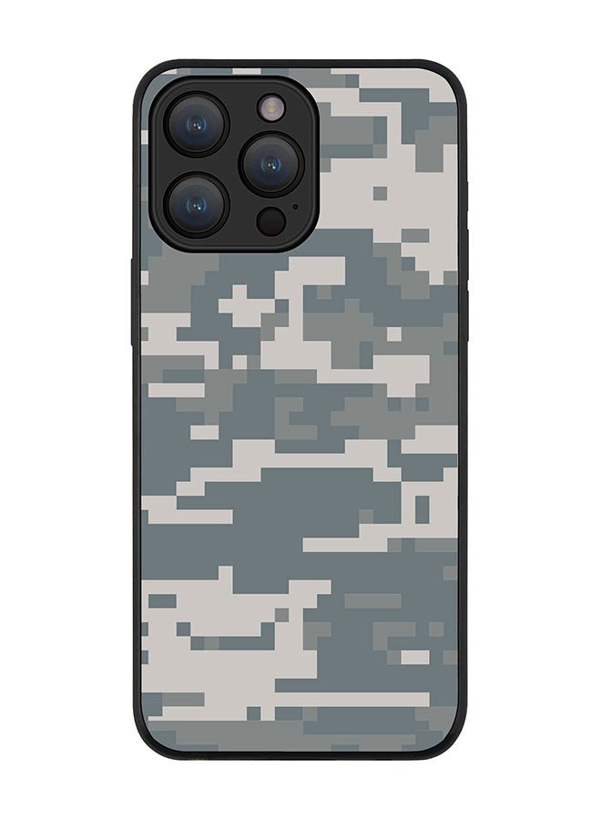 Stylizedd Cover for iPhone 15 Pro Max Case Rugged Black Slim fit Soft Flexible Anti Drop TPU Gel Thin Protective Phone Cases - Digital Camo  - Image 1