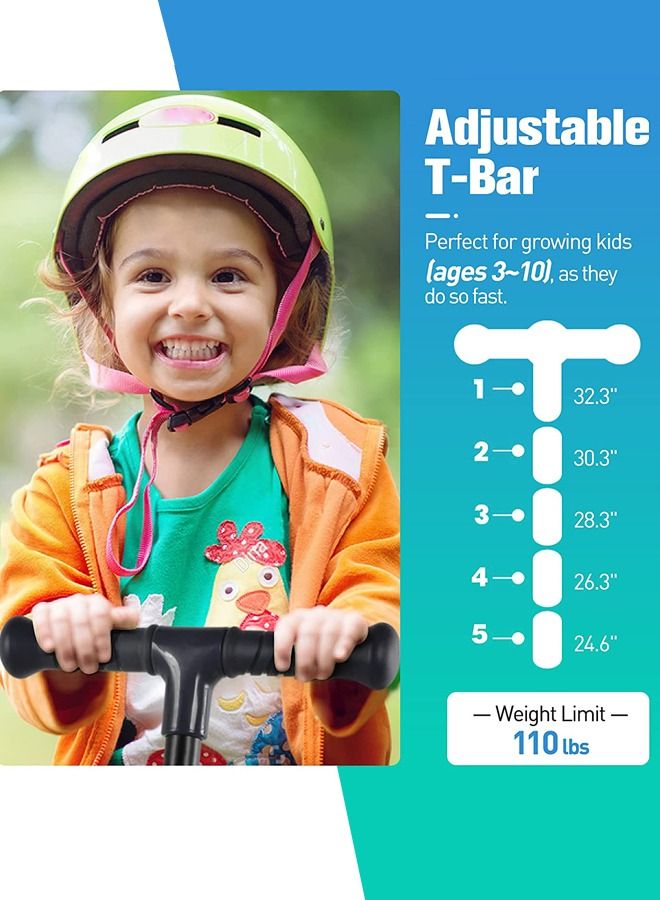 BAYBEE Panda Skate Scooter For Kids 3 Wheel Kids Scooter With Foldable 5 Height Adjustable Handle Baby Scooter With Led Pu Wheels Runner Kick Scooter For Children'S 3 To 10 Years Boys Girls Black - Image 3
