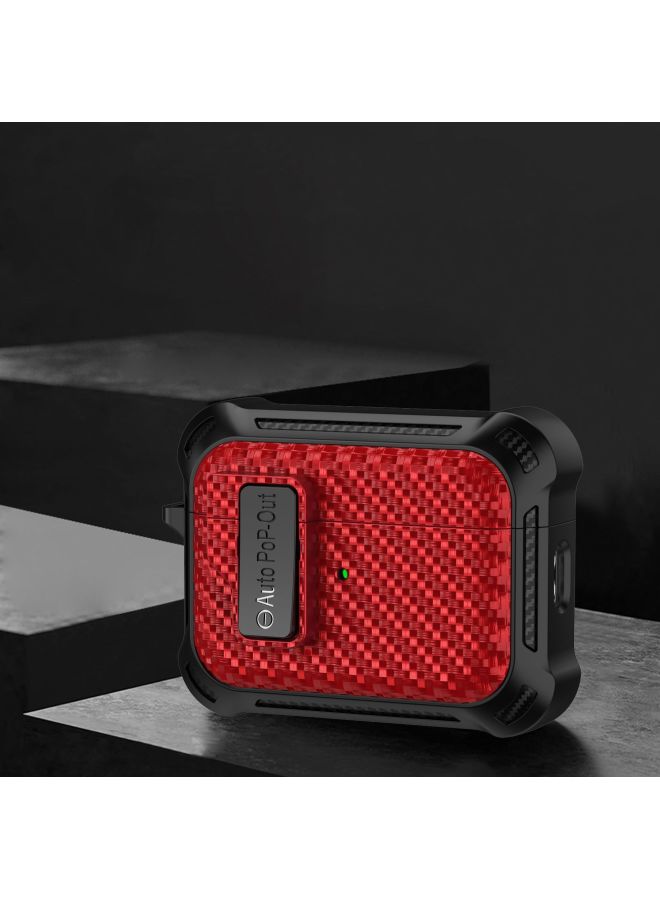 Loquat Fiber Pattern Applicable AirPods Pro2 Generation Anti-fall Protective Cover Airpods1/2 Generation Bluetooth TPU Earphone Case-Color:Red-Model:Airpods 3rd Generation - Image 1