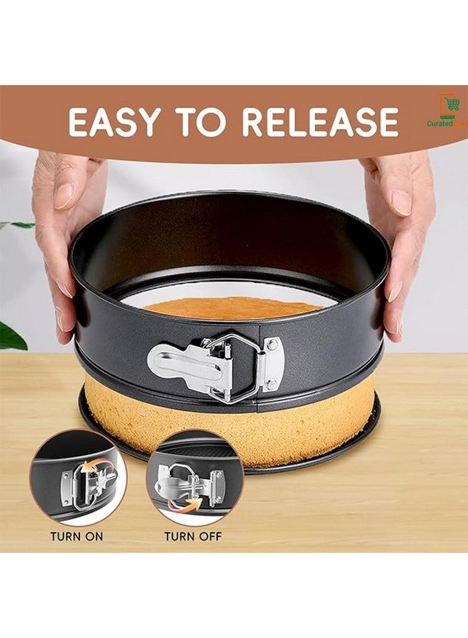 PureBake قوالب كعك بيور بيك المتميزة المعتمدة من SGS | صينية كعك 7 بوصة - قاعدة قابلة للإزالة مطلية بتفلون، صواني كعك غير لاصقة للميكروويف، الفرن وأدوات الخبز - سوداء (18 سم) - Image 4