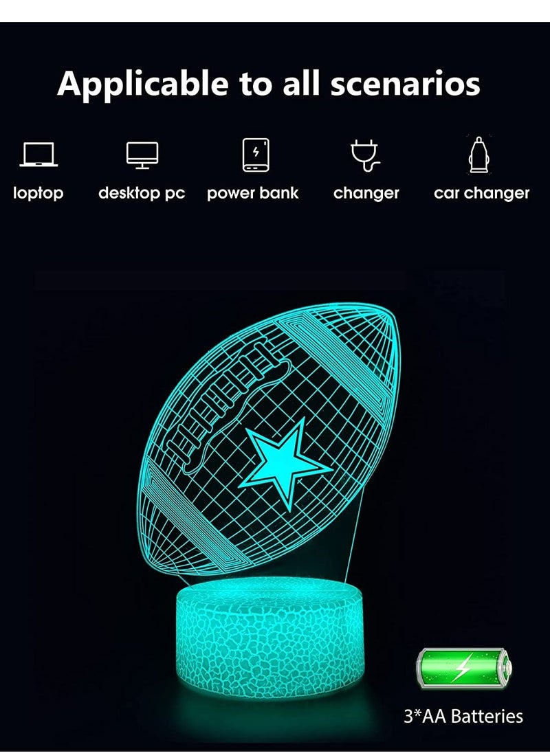althiqahkey - 3D LED Multicolor Night Light Lamp  baseball cap  Football Helmet  Basketball Flat Acrylic Optical Illusion 16 Colors Touch Sensor Remote Control  Sports Fan Gift for Kids Boys - Image 1