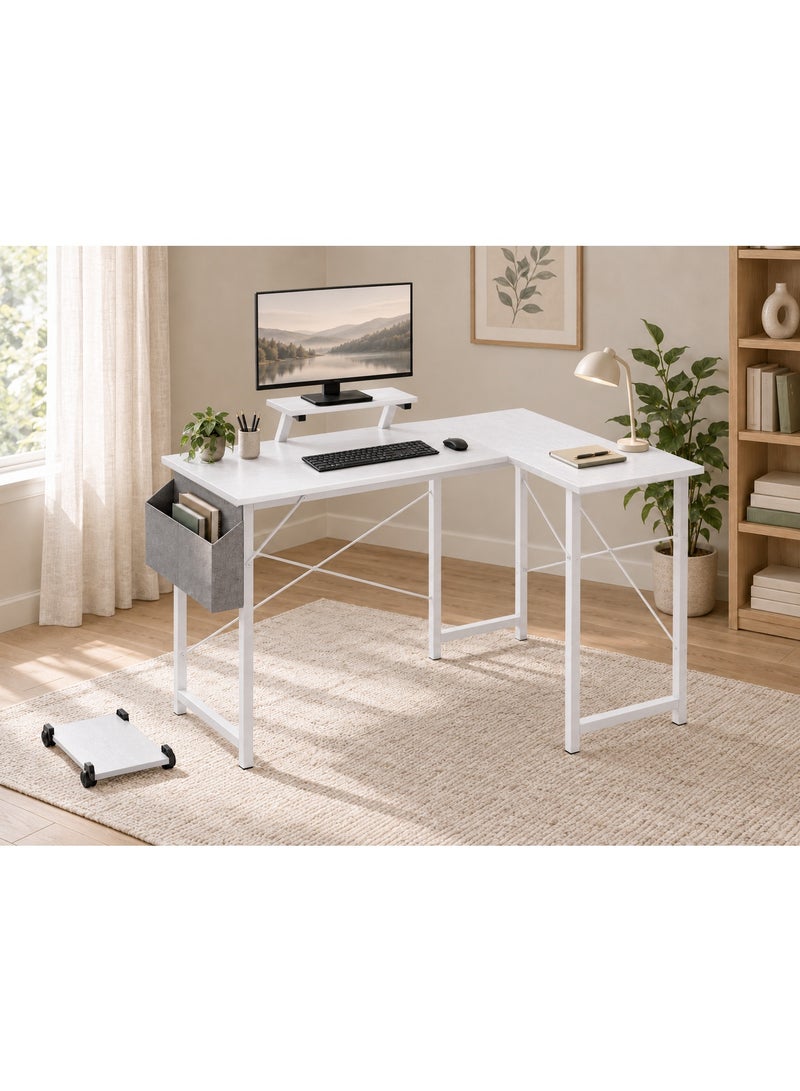 Canadel Gaming Desk, Reversible L-Shaped Computer Corner Desk with Movable Monitor Stand, Storage Bag and PC Tower Stand, Study Table for Home Office - Image 1