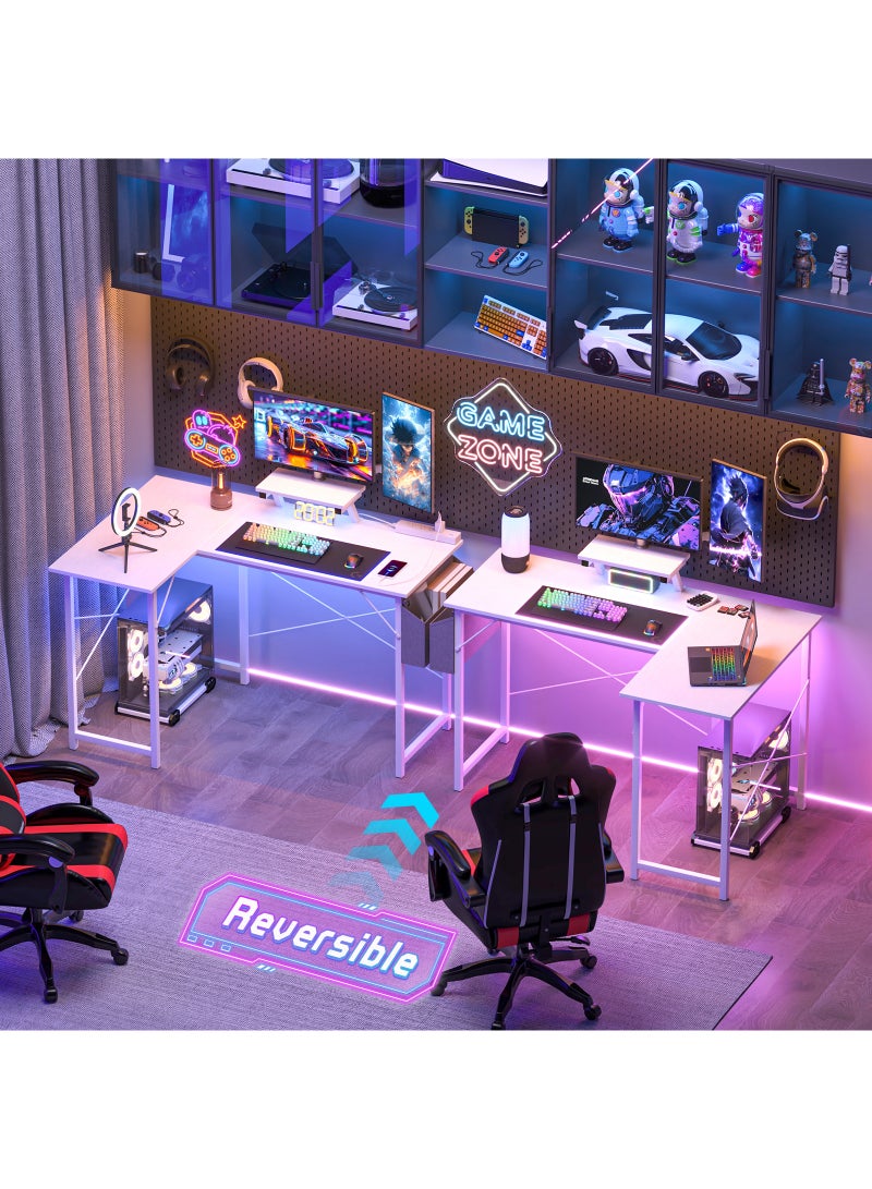Canadel Gaming Desk, Reversible L-Shaped Computer Corner Desk with Movable Monitor Stand, Storage Bag and PC Tower Stand, Study Table for Home Office - Image 5