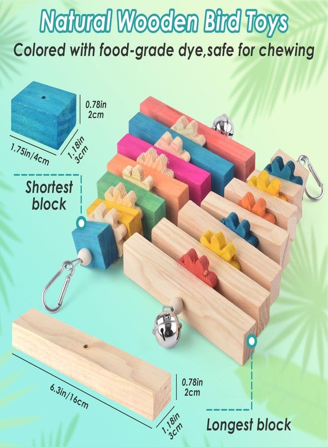 DBNESS 2 Pcs Bird Toys for Parrots, Colorful Natural Large Parrot Toy Hanging Chew Wood Block with Bell for Medium to Large Cockatiels, Conures, African Greys, Amazon - Image 3