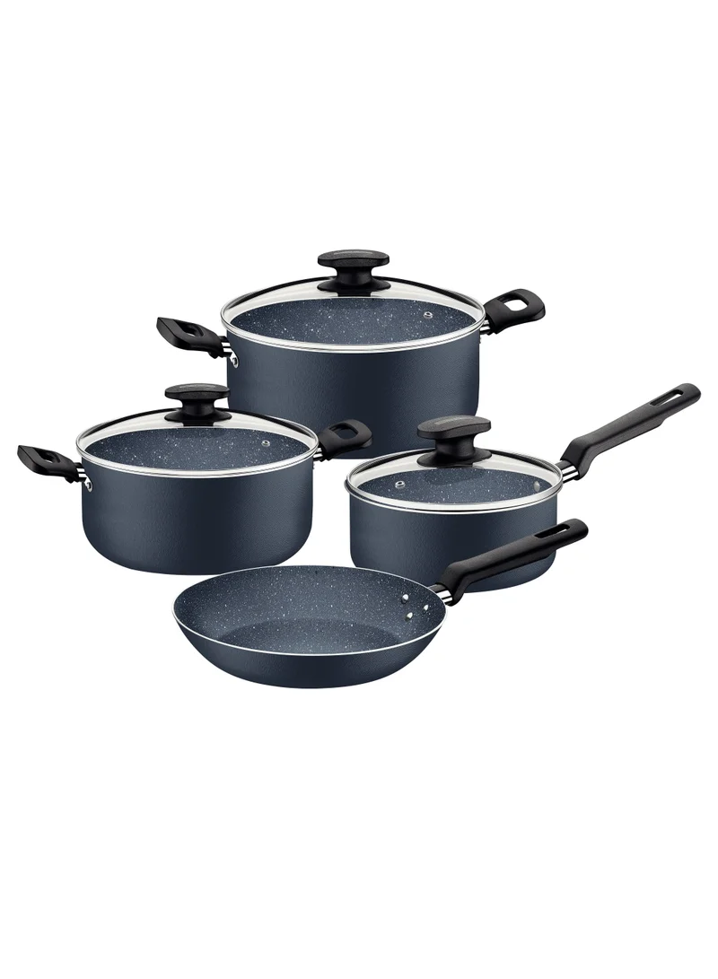 TRAMONTINA Tramontina 7 Pieces Blue Aluminum Cookware Set with Interior and Exterior Starflon Max Nonstick Coating