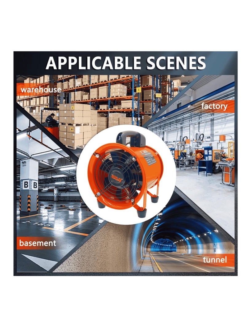 بوناي مروحة شفط صناعية BONAI مقاس 8 بوصات – منفاخ محوري عالي السرعة ومحمول بمقبض، 2900 دورة/دقيقة، بقوة 150-200 واط، مروحة لتدوير الهواء للمستودعات والمصانع والأقبية - Image 4