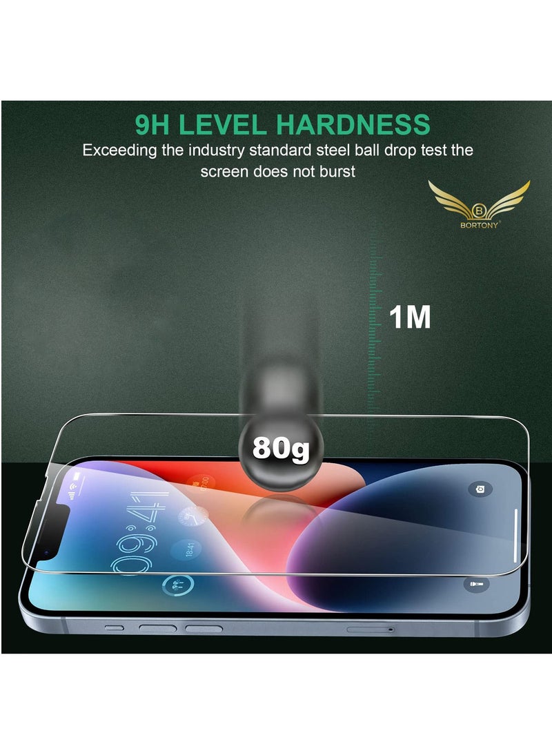 BORTONY Pack of 2 Screen Protector for iPhone 14 iPhone 14 Pro iPhone 13 iPhone 13 Pro 6.1 inch Anti-Scratch HD Clear Transparent 9H Hardness Tempered Glass - Image 2