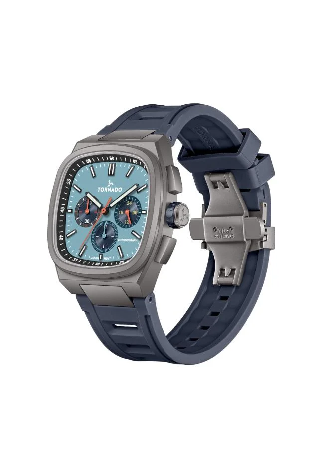 تورنيدو Men's Rubber Strap Chronograph Watch T26102-BRNL - 42mm mm