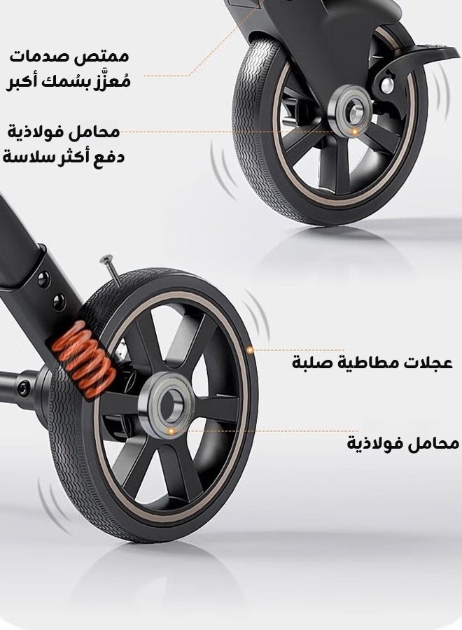 hibobi Two-Way Baby Stroller | Excellent Shock Absorber | Front and Parent Facing | Large Canopy and Seat | 5-Point Harness  | Large Basket | Quick Folding | 0-60 Months |Black - Image 5