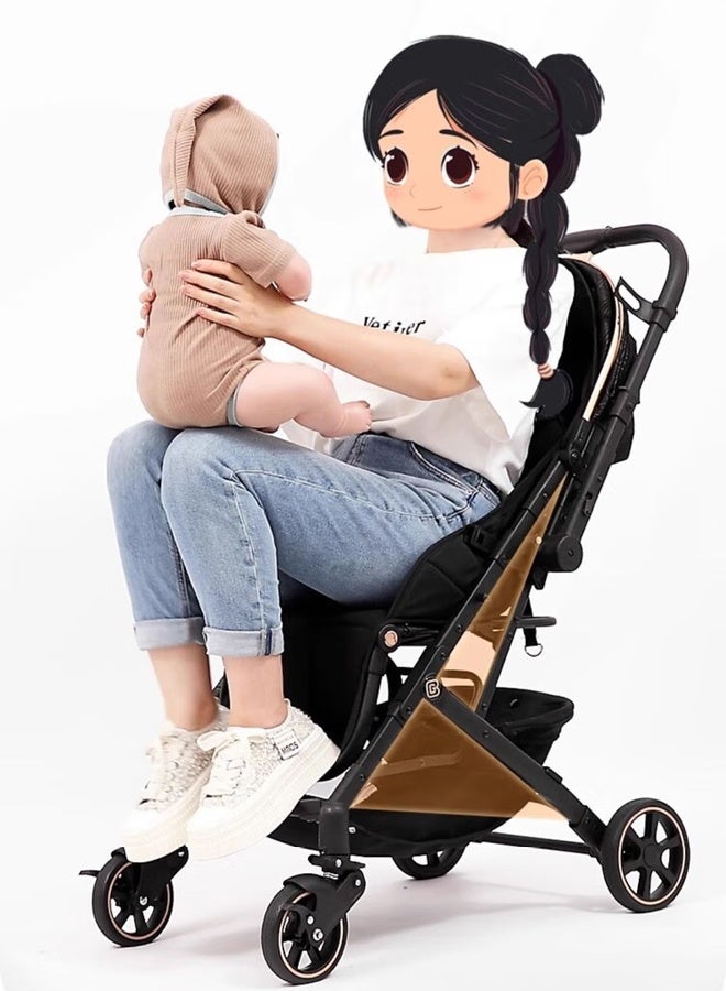 hibobi Two-Way Baby Stroller | Excellent Shock Absorber | Front and Parent Facing | Large Canopy and Seat | 5-Point Harness  | Large Basket | Quick Folding | 0-60 Months |Black - Image 3