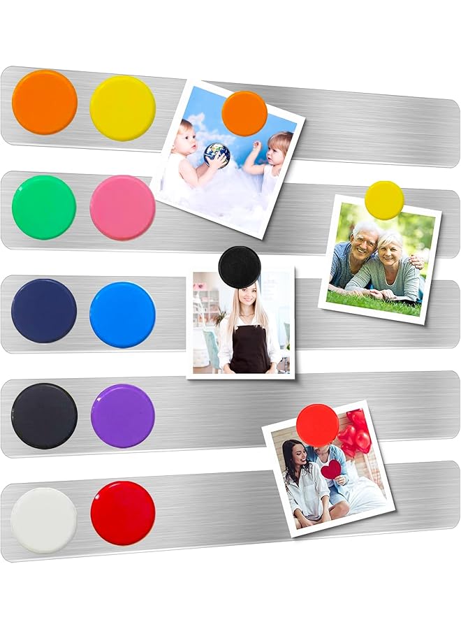 إيروريكس شرائط لوحة إعلانات مغناطيسية من الحديد المقاوم للصدأ، 5 قطع، شريط إعلانات معدني بدون إطار مع شريط لاصق، لوحة ملاحظات مغناطيسية مع 10 قطع زر مغناطيسي للمكتب والمنزل والمدرسة - Image 1