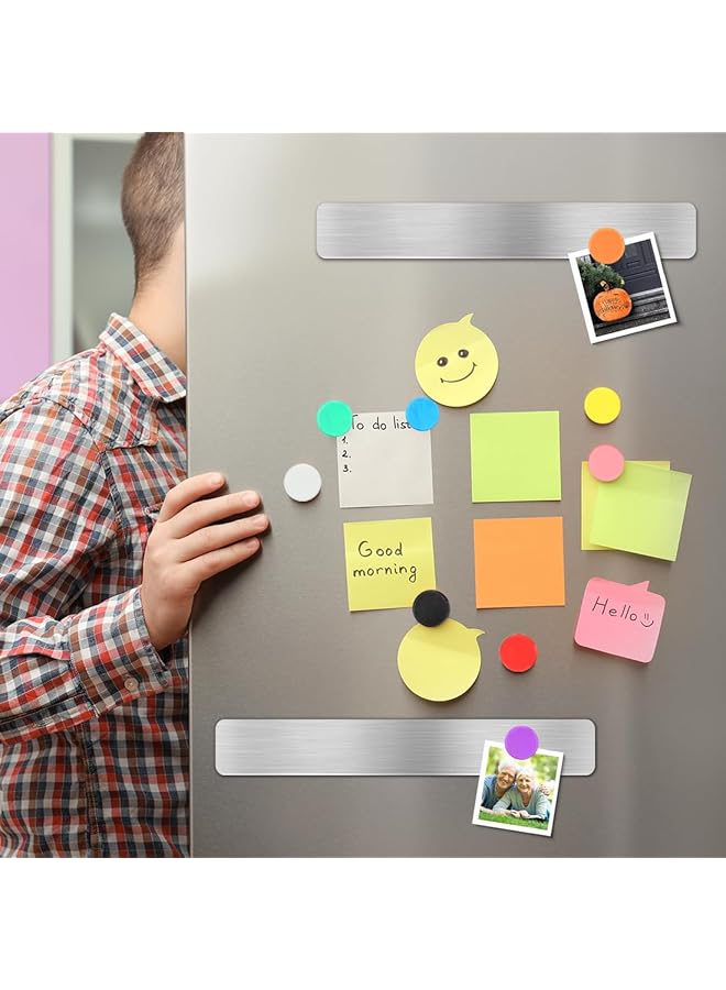 إيروريكس شرائط لوحة إعلانات مغناطيسية من الحديد المقاوم للصدأ، 5 قطع، شريط إعلانات معدني بدون إطار مع شريط لاصق، لوحة ملاحظات مغناطيسية مع 10 قطع زر مغناطيسي للمكتب والمنزل والمدرسة - Image 3