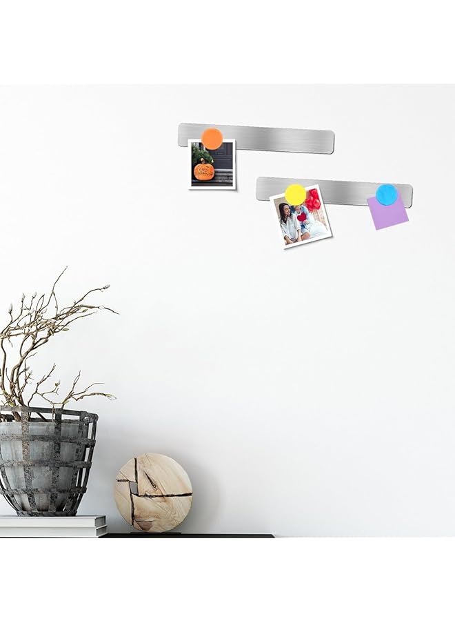 إيروريكس شرائط لوحة إعلانات مغناطيسية من الحديد المقاوم للصدأ، 5 قطع، شريط إعلانات معدني بدون إطار مع شريط لاصق، لوحة ملاحظات مغناطيسية مع 10 قطع زر مغناطيسي للمكتب والمنزل والمدرسة - Image 5