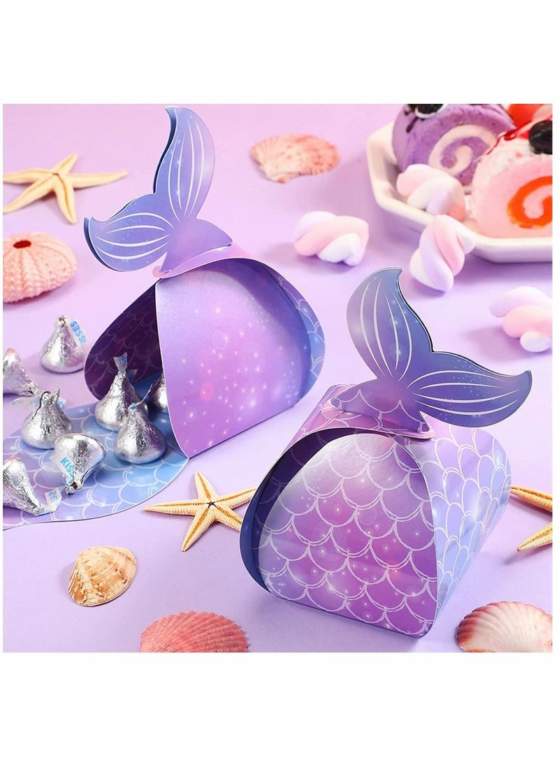 SYOSI Candy Boxes, Mermaid Candy Boxes, Mermaid Tail Treat Boxes, Mermaid Party Favor Boxes, Under The Sea Goodie Bags, Mermaid Theme Birthday Party Supplies, for Birthday Baby Shower Favors, 30 Pieces - Image 4
