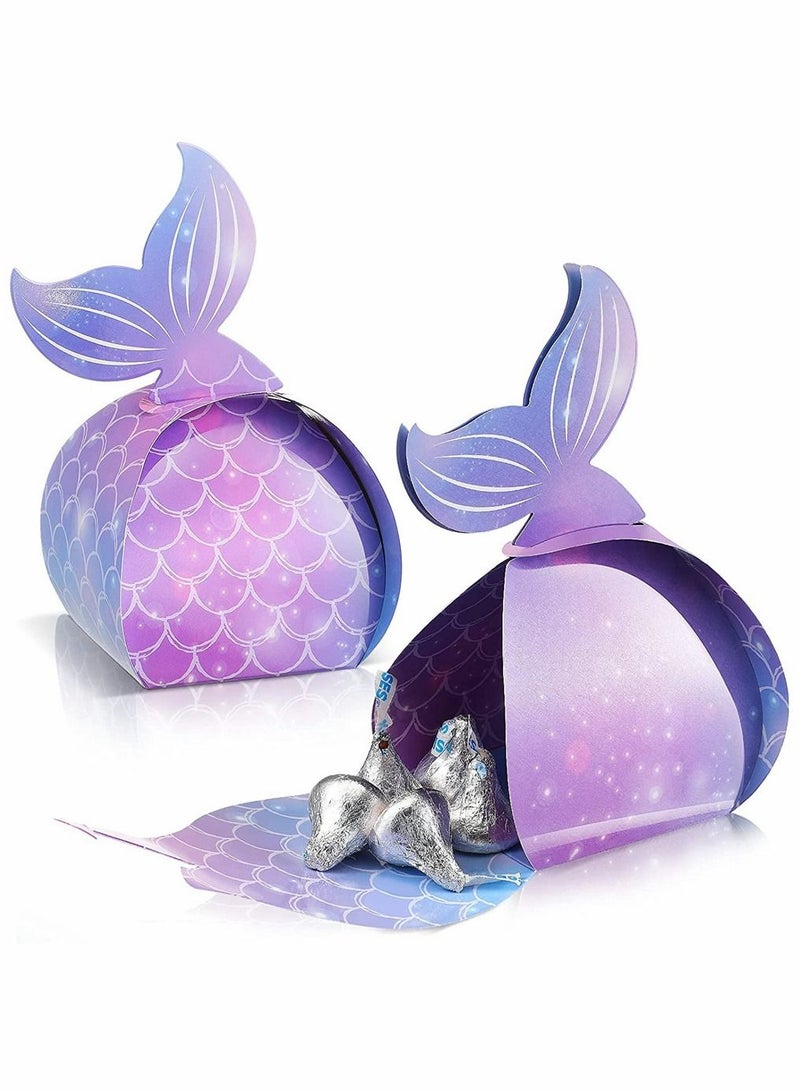 SYOSI Candy Boxes, Mermaid Candy Boxes, Mermaid Tail Treat Boxes, Mermaid Party Favor Boxes, Under The Sea Goodie Bags, Mermaid Theme Birthday Party Supplies, for Birthday Baby Shower Favors, 30 Pieces - Image 1