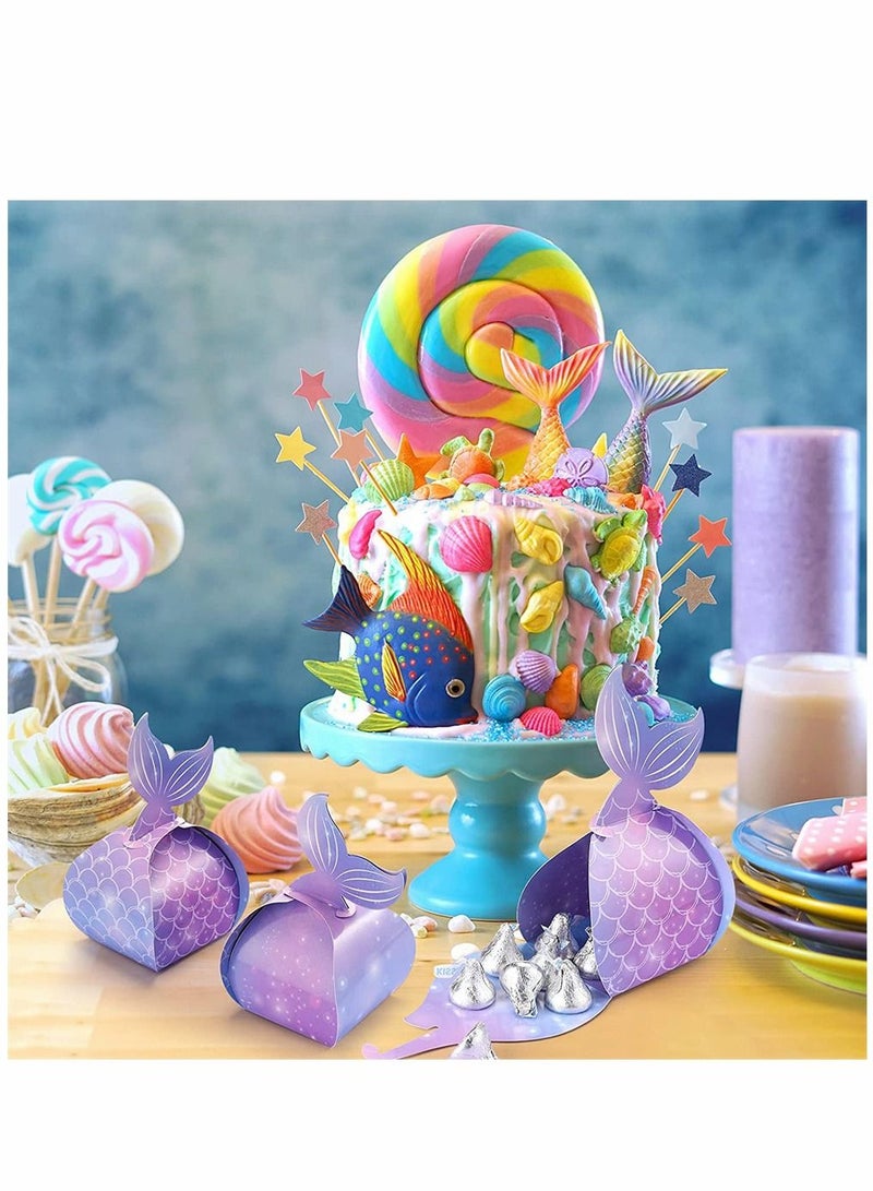 SYOSI Candy Boxes, Mermaid Candy Boxes, Mermaid Tail Treat Boxes, Mermaid Party Favor Boxes, Under The Sea Goodie Bags, Mermaid Theme Birthday Party Supplies, for Birthday Baby Shower Favors, 30 Pieces - Image 5