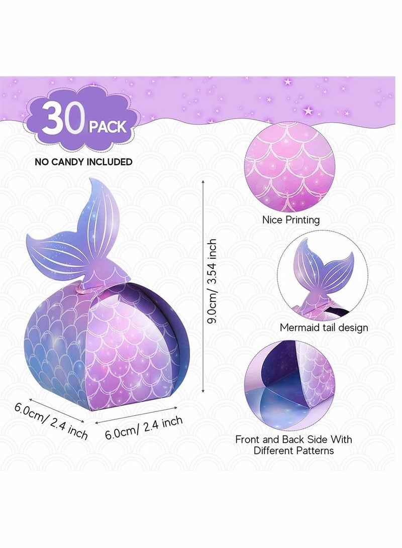 SYOSI Candy Boxes, Mermaid Candy Boxes, Mermaid Tail Treat Boxes, Mermaid Party Favor Boxes, Under The Sea Goodie Bags, Mermaid Theme Birthday Party Supplies, for Birthday Baby Shower Favors, 30 Pieces - Image 2