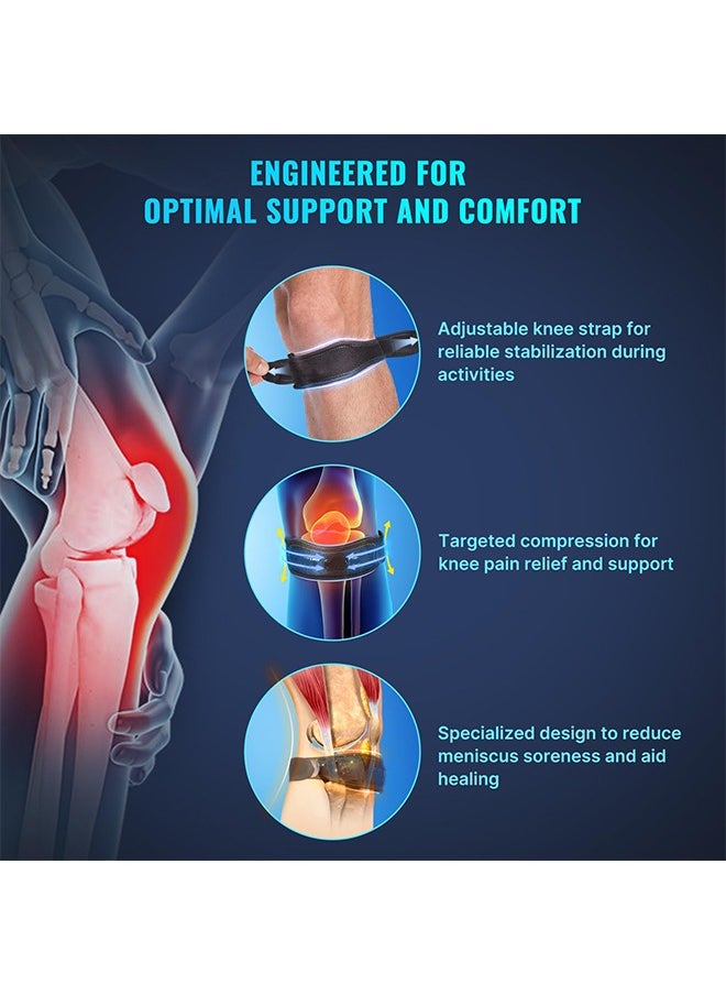 Knee Strap Patella Tendon Support: 2 Pack Knee Support Pain Relief for Man Women and Youth - All Sports Running Basketball Volleyball Football Hiking Tennis - Stabilizer for Runners Jumpers