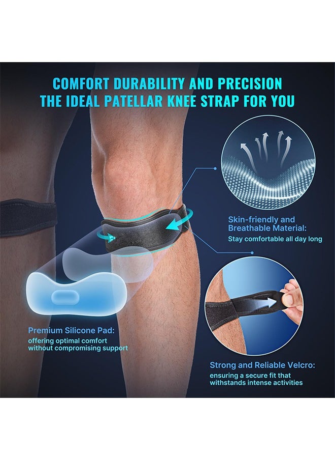 Knee Strap Patella Tendon Support: 2 Pack Knee Support Pain Relief for Man Women and Youth - All Sports Running Basketball Volleyball Football Hiking Tennis - Stabilizer for Runners Jumpers