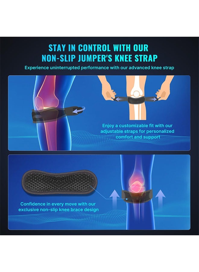 Knee Strap Patella Tendon Support: 2 Pack Knee Support Pain Relief for Man Women and Youth - All Sports Running Basketball Volleyball Football Hiking Tennis - Stabilizer for Runners Jumpers