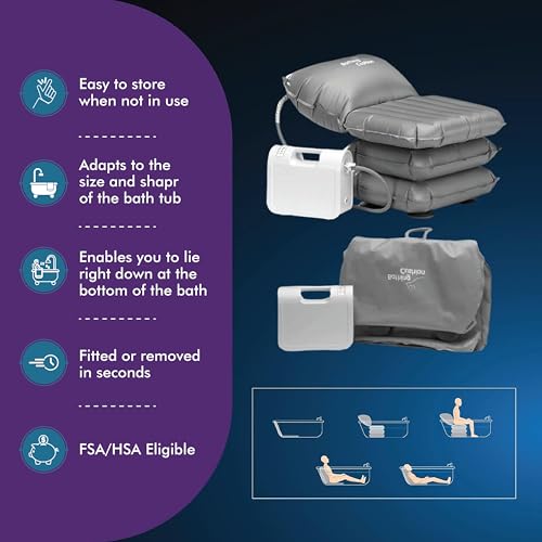 Mangar Portable Bath Lift Cushion for Adults - FSA/HSA Eligible, Comfortable, Relaxation, Lightweight, Bath Tub Seat Lift, Inflatable Cushion Lift, Fully Waterproof | 330 lbs Weight Capacity - Image 2