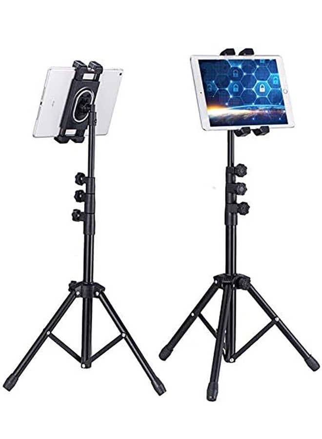 Tablet Tripod Stand Holder Adjustable Height Foldable Phone Holder Floor Tablet Cradle Bracket for 4.7-12.9 Inch iPhone 15 Pro Samsung Tab iPad Mini Galaxy - Image 1