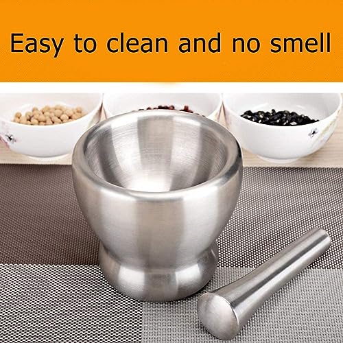 Mugath Stainless Steel Mortar and Pestle Set, Spice Grinder Pill Crusher with Silicone Protective Lid Heavy Duty Mortar Pestle for Kitchen Herb Bowl, Pesto Powder, Spices Herbs Grinder - Image 4