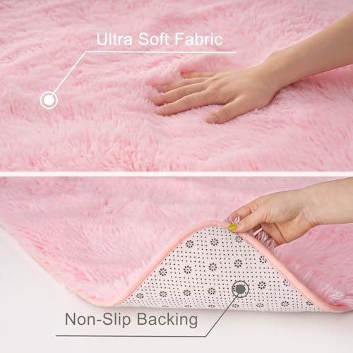 ST. BRIDGE Ultra Soft Pink Rugs for Bedroom 4x6 Feet, Fluffy Shag Area Rugs for Living Room, Large Comfy Furry Rug for Girls Kids Baby Room Decor, Non Slip Nursery Modern Indoor Fuzzy Floor Carpet - Image 4