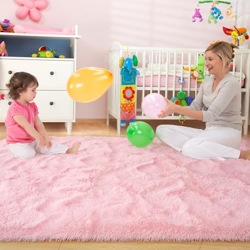 ST. BRIDGE Ultra Soft Pink Rugs for Bedroom 4x6 Feet, Fluffy Shag Area Rugs for Living Room, Large Comfy Furry Rug for Girls Kids Baby Room Decor, Non Slip Nursery Modern Indoor Fuzzy Floor Carpet - Image 3