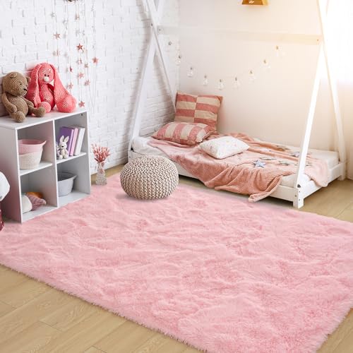 ST. BRIDGE Ultra Soft Pink Rugs for Bedroom 4x6 Feet, Fluffy Shag Area Rugs for Living Room, Large Comfy Furry Rug for Girls Kids Baby Room Decor, Non Slip Nursery Modern Indoor Fuzzy Floor Carpet - Image 5