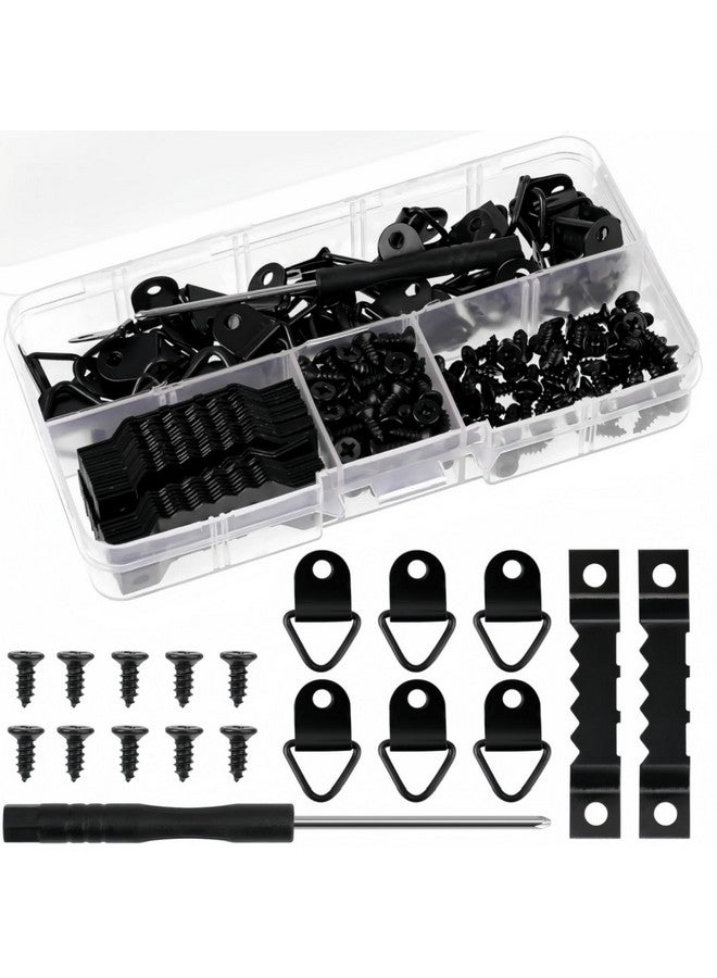 MAKABEE MAKABEE 251 Pcs Photo Frame Hanging Kit, Including 50 Pcs Sawtooth Picture Frame Hanging, 50 Pcs Triangle Ring Hanger, 150 Pcs Screws,1 Pcs Screwdriver for Hanging Pictures Photos Drawing  - Image 1