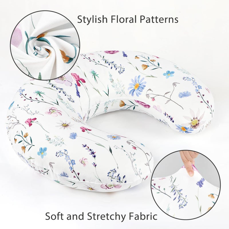 Pea Pod Nursing Pillow Cover Breastfeeding Pillow Slipcover for Moms Soft Breathable Organic Knit Fabric Newborn Infant Feeding Pillow Covers for Baby Girl Boy, Stylish Floral - Image 2