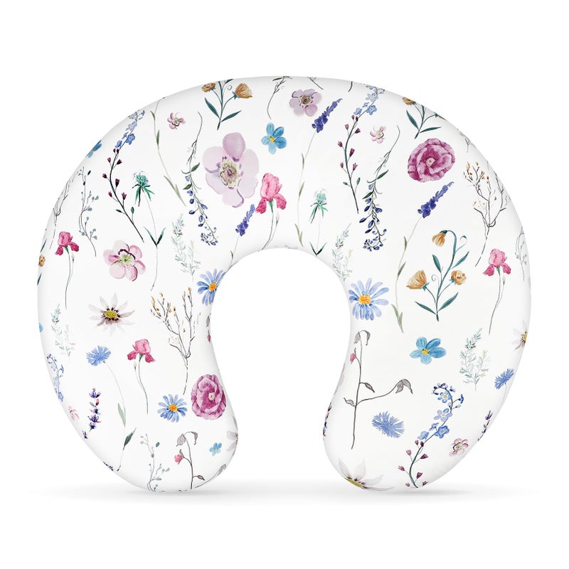 Pea Pod Nursing Pillow Cover Breastfeeding Pillow Slipcover for Moms Soft Breathable Organic Knit Fabric Newborn Infant Feeding Pillow Covers for Baby Girl Boy, Stylish Floral - Image 1