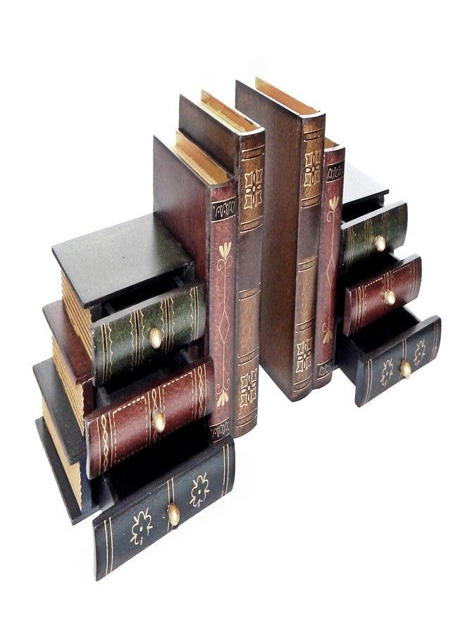 Bellaa 23868 Decorative Bookends Fake Book Ends Support Cool Creative Desktop Organizer 6 Hidden Storage Drawers Vintage Farmhouse Boho Home Decor - Image 5