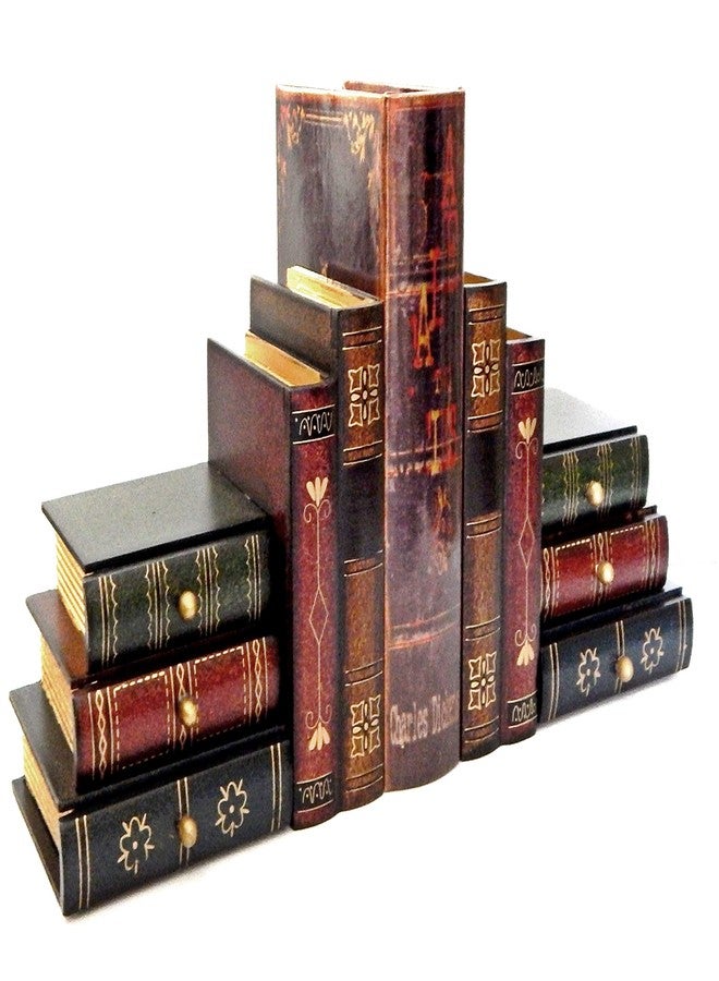 Bellaa 23868 Decorative Bookends Fake Book Ends Support Cool Creative Desktop Organizer 6 Hidden Storage Drawers Vintage Farmhouse Boho Home Decor - Image 3