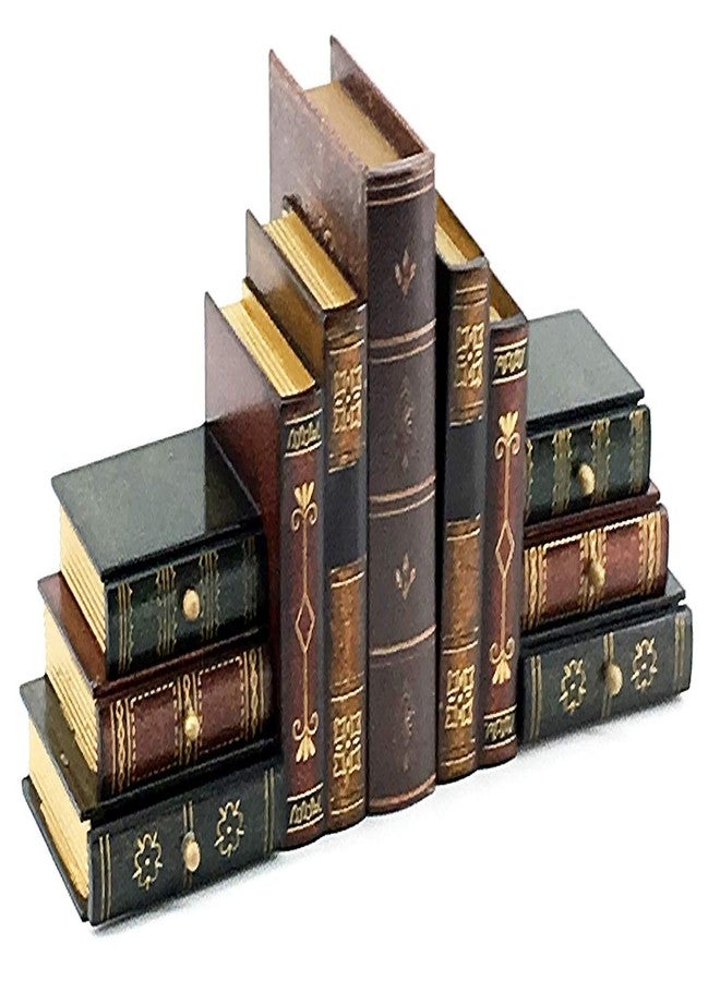 Bellaa 23868 Decorative Bookends Fake Book Ends Support Cool Creative Desktop Organizer 6 Hidden Storage Drawers Vintage Farmhouse Boho Home Decor - Image 2