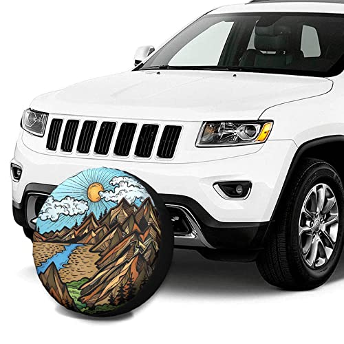 Gwomo Mountain is Calling Vintage Spare Tire Cover Weatherproof Wheel Protectors Universal Fit for Trailer Rv SUV Truck Camper Travel Trailer 14" - Image 4