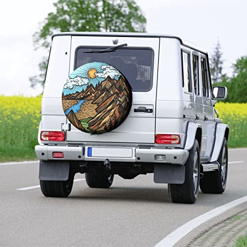 Gwomo Mountain is Calling Vintage Spare Tire Cover Weatherproof Wheel Protectors Universal Fit for Trailer Rv SUV Truck Camper Travel Trailer 14" - Image 2