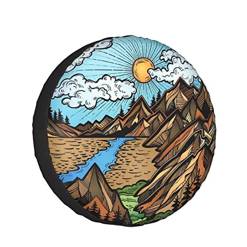 Gwomo Mountain is Calling Vintage Spare Tire Cover Weatherproof Wheel Protectors Universal Fit for Trailer Rv SUV Truck Camper Travel Trailer 14" - Image 1