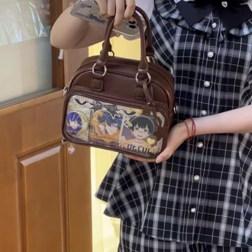 Vobomo Ita Bag Ita Backpack with Insert Big Capacity Single Shoulder Bag Crossbody Bag Y2k Handbag Commuter Bag (Brown) - Image 2