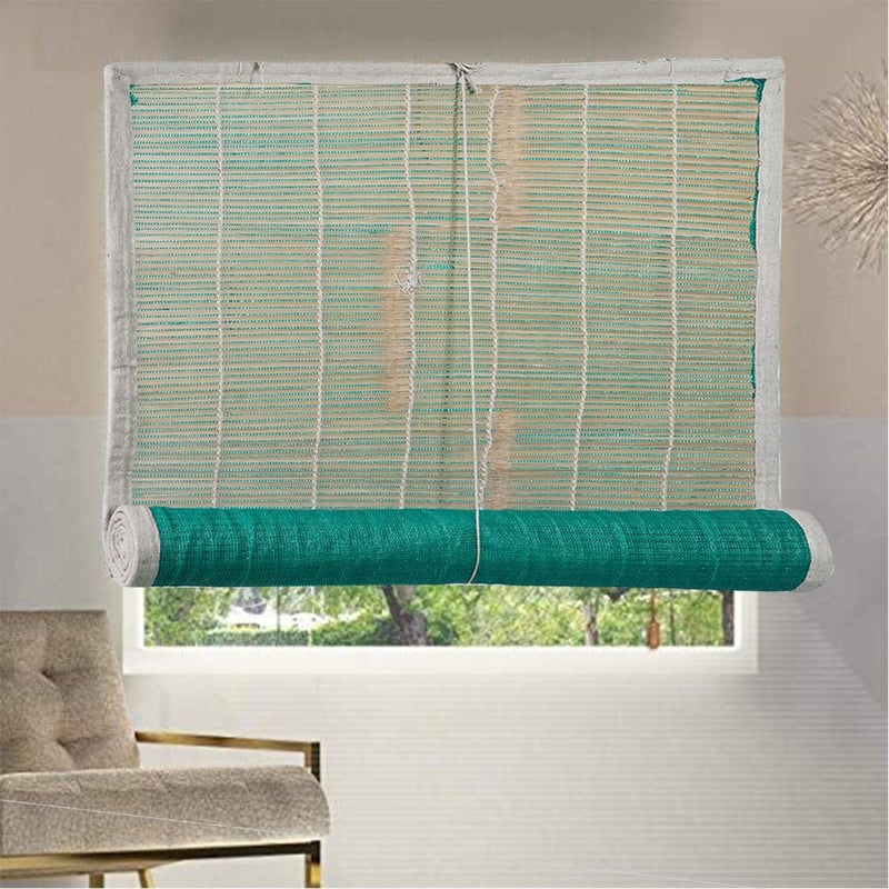 GOKOO GoKoo Natural Bamboo CurtainRollup Blinds for with Rain Sun Dust Privacy Cold Protection for WindowDoorBalcony with Green Net Pack of 1 3 x 8  - Image 3