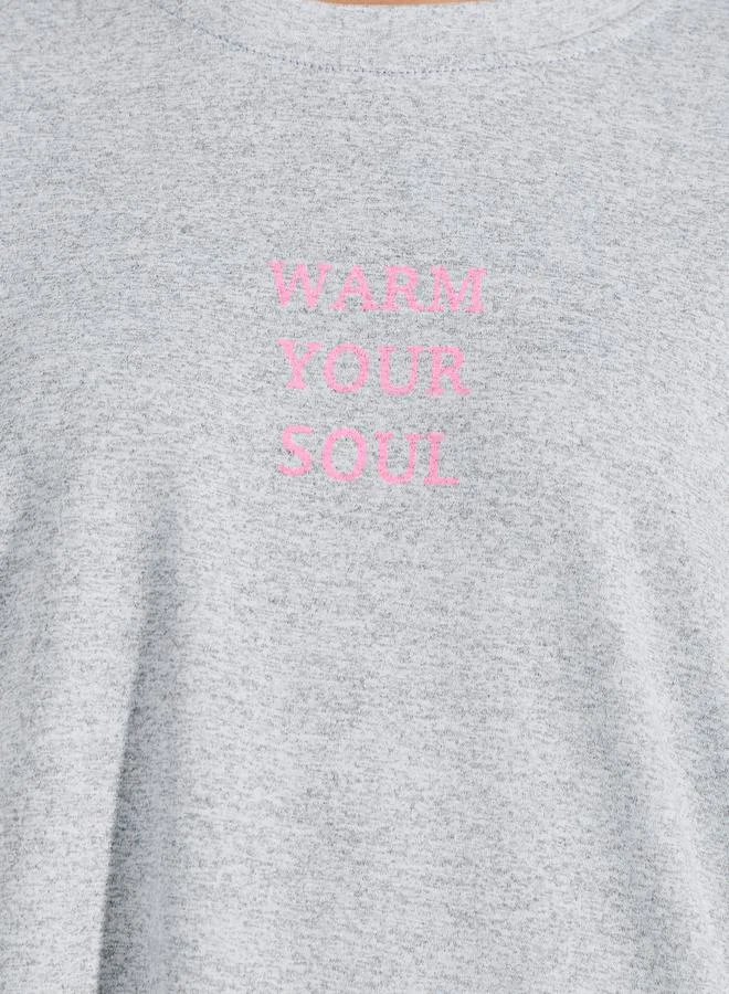 Styli Drop Shoulder Slogan T-Shirt &  Floral Shorts Set